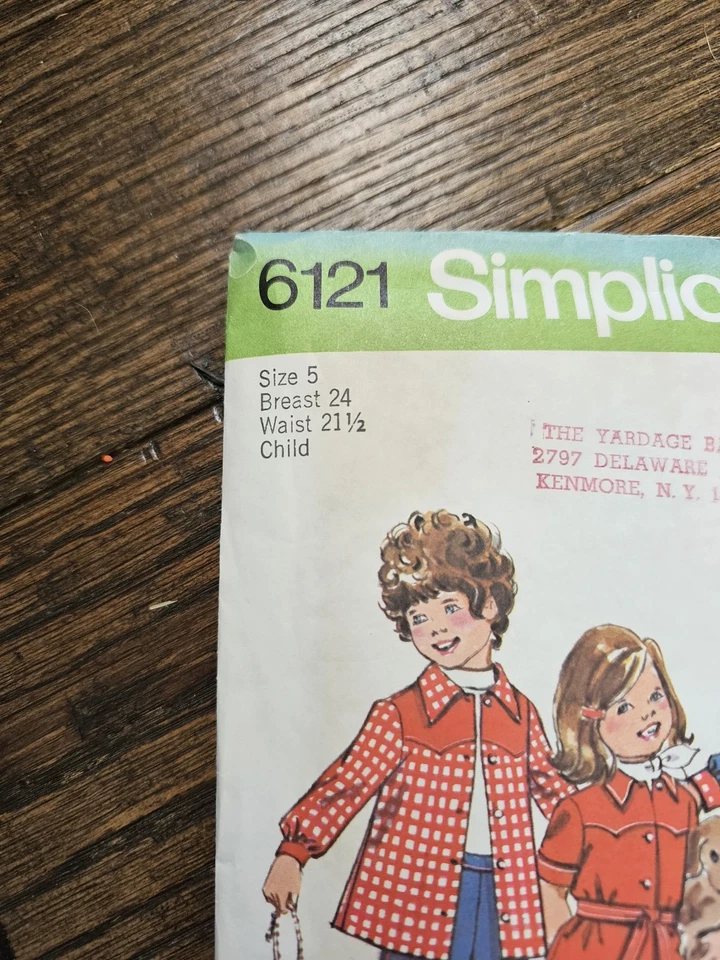 1973 Simplicity 6121 Sewing Pattern Size 5 Child Dress Top & Bell-Bottom Pants - Image 2 of 4