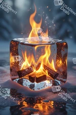 Fire and Ice Digital Art Photo Wallpaper Printable Fantasy Picture Home Decor