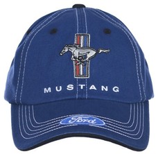 Mustang Running Horse Tri-Bar Blue and White Hat