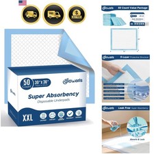 50 Count 30 x 36 XXL Disposable Underpads, Super Absorbent Leakproof Quick ...