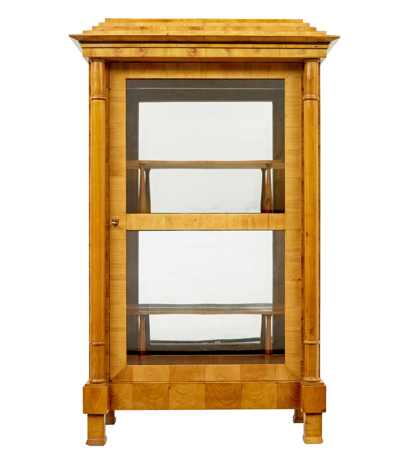 FINE PAIR OF BIEDERMEIER GLAZED ELM DISPLAY CABINETS