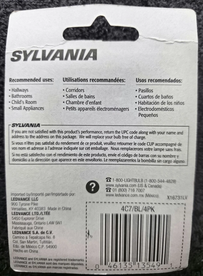 ***New*** Sylvania 4W 4 C7 Bulbs Indoor Interior Light - Image 4 of 4