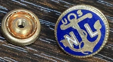 ½" U.S. NL United States Navy League Nautical Anchor Golden Enamel Screwback Pin