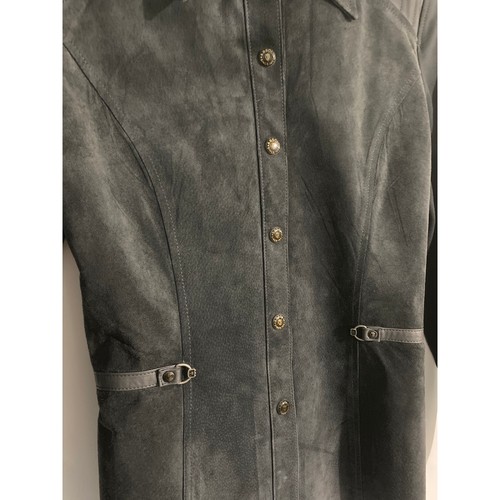 Absolu Paris Wildleder Lederjacke Damen S anthrazit grau Vintage Made in France - Bild 4 von 7