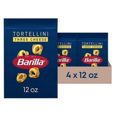 (4 pack) Barilla Classic Non-GMO, Filled Three Cheese Tortellini Pasta, 12 oz