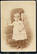 1800-89 Darling Little Girl, High Button Boots, Lacey Dress Sepia Cabinet Photo