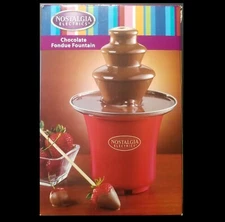Mini Chocolate Fondue Fountain Nostalgia Electrics 2 - 3 Tier Red Base Party Fun