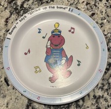Barney The Dinosaur Melamine Plate Vintage 1992 Barney Says "Strike Up The Band"