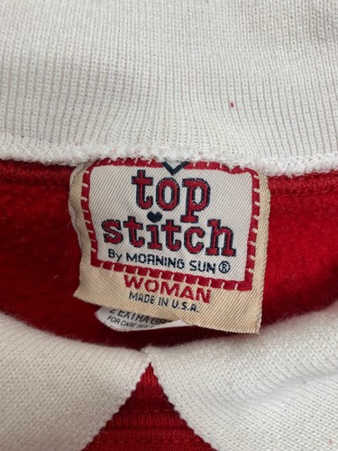 Top Stitch by Morning Star Women Size 2X Vintage Red Christmas Sweatshirt - Picture 5 of 7