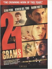 No Disc ORIGINAL COVER ART 21 Grams 2003 DVD Cover Sean Penn Benicio Del Toro