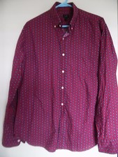 MENS J CREW MAROON FLORAL CASUAL DRESS SHIRT SZ M