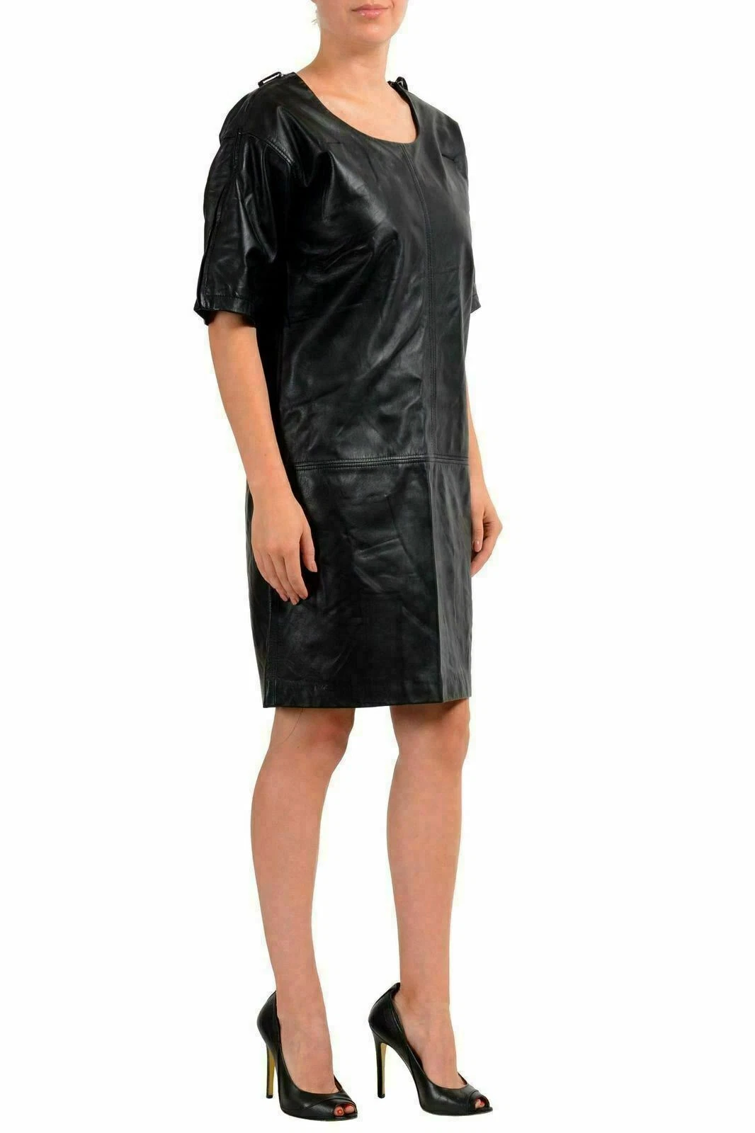 Abito a tunica Maison Margiela 1 donna 100% pelle guaina nera US M IT 42