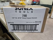 Box of 8 New Sealed Sunex 218D 1/2" Drive Deep 9/16" Impact Socket