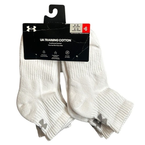 Under Armour Men Women UA Training Cotton Cushioned Quarter Socks - 6 Pack