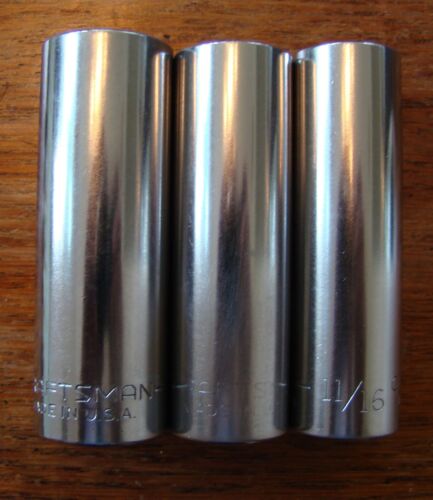 CRAFTSMAN DEEP WELL SOCKETS, 1/2 INCH DRIVE, 12-POINT, SET OF 3 – Made in USA - Picture 1 of 4
