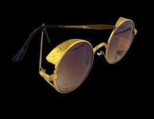 Sunglasses Round Metal Steampunk Gold Frame Brown Lens Diesel Punk Cosplay