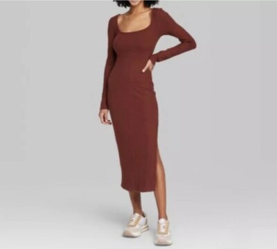 dark brown midi dress with sleeves Cecilie Cut Out Shirt Midi Dress / Dark Chocolate | MESHKI