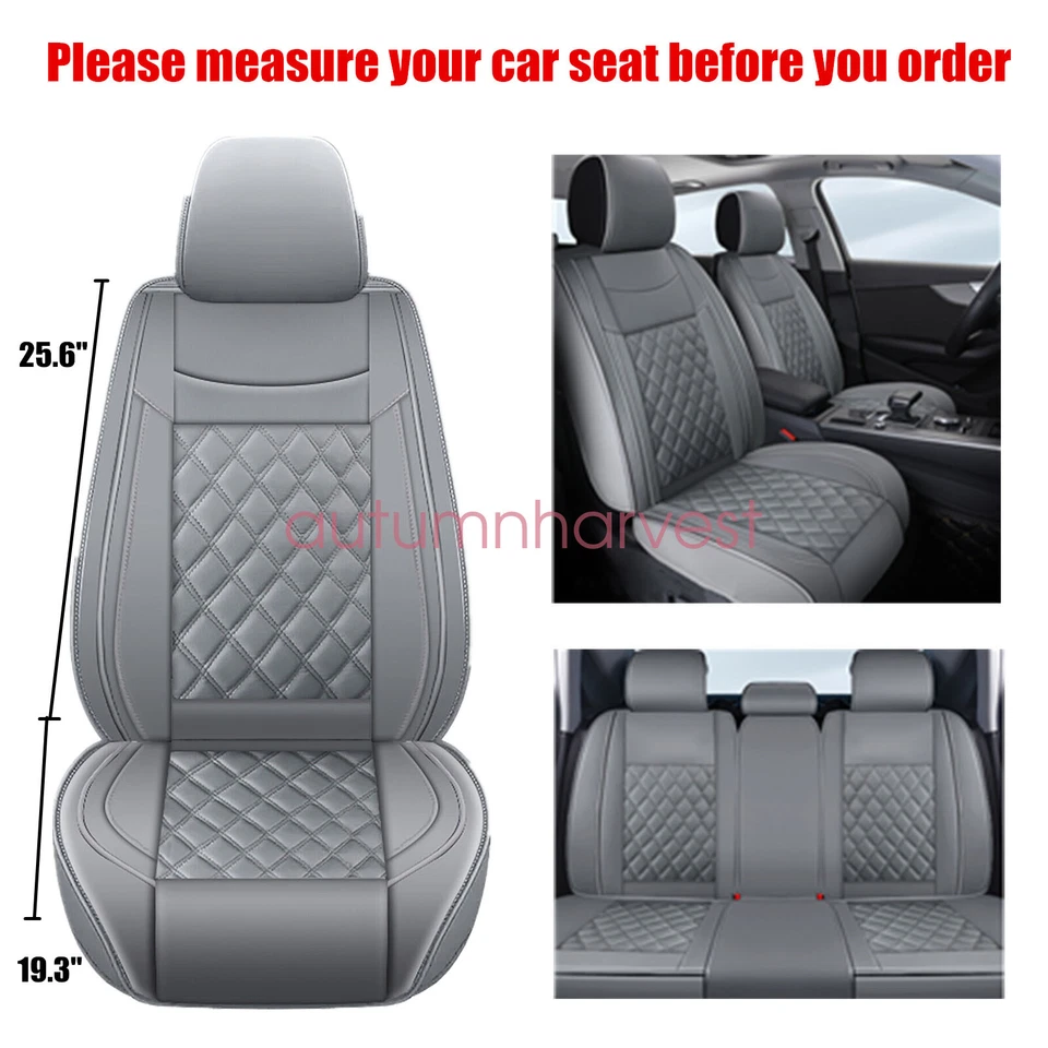 Juego completo de 5 fundas de asiento de cuero PU gris protector de cojín para Honda CR-V Foto 2 de 4