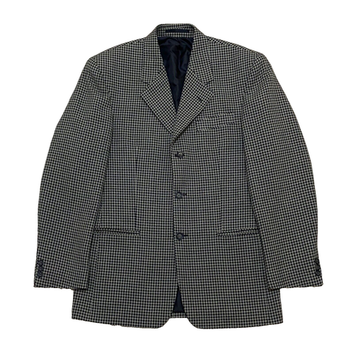 Vintage 90s BURTON Dogtooth Blazer Suit Jacket Mens Size 38" Chest Wool Blend
