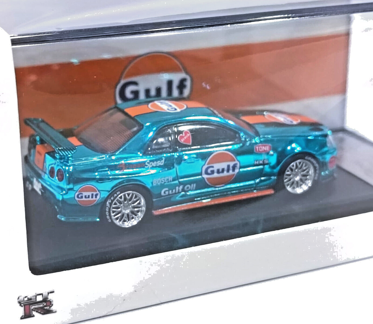 Demon King Auto Nissan GT-R R34 Gulf Chrome Blue 1/64 Diecast
