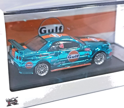 Demon King Auto Nissan GT-R R34 Gulf Chrome Blue 1/64 Diecast