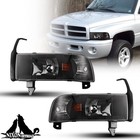Fits Dodge 94-01 Ram 1500 2500 3500 Projector Headlights Lamp Black L+R