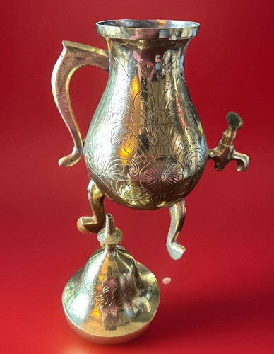 Vtg Brass Teapot Ornate Heavy Beautiful Collectible 10 Inches Jerusalem Ex Cond - Picture 8 of 10