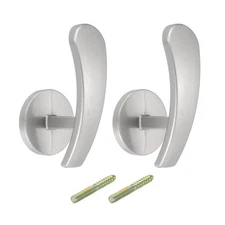 2Pcs Aluminum Alloy Wall Mounted Curtain Holdback Drapery Holder Hook Silver