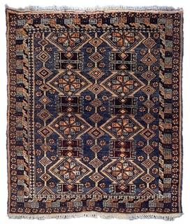 Rare Hand Knotted Vintage Afghan Balouch Wool Area Rug 4.1 x 3.2 Ft