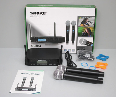 Shure GLXD4 System Wireless, Nierenförmiges Gesangsmikrofon & 2 Kanäle Schwarz