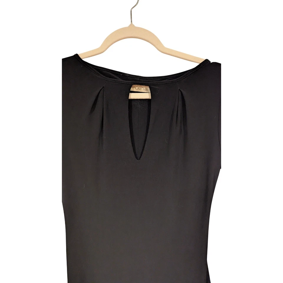 Arden B. Mini vestido preto manga longa buraco na fechadura bodycon coquetel festa carreira P - Imagem 2 de 4