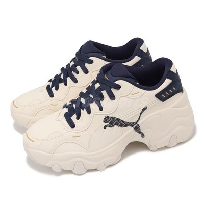 Puma Pulsar Wedge Monogram Pristine Navy Women Platform Casual Shoes 396633-01