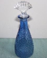 Coastal Design Ocean Blue Perfume or Oil Bottle Glass Sea Shell Stopper EMPTY