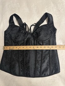 Black Boned XL Lace up Corset Bustier Top Lingerie Waist Trainer Cincher Shaper