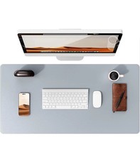 Light gray Large Mouse Pad Office Desk Mat NonSlip PU Leather PC Pad Protector