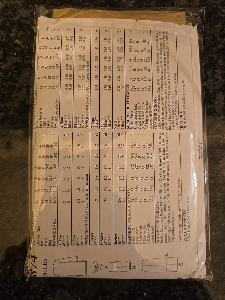 New Look Sewing Pattern 6874 Top Sarong Skirt Bratop JACKET SZ A 6-16 YC5 - Image 2 of 2