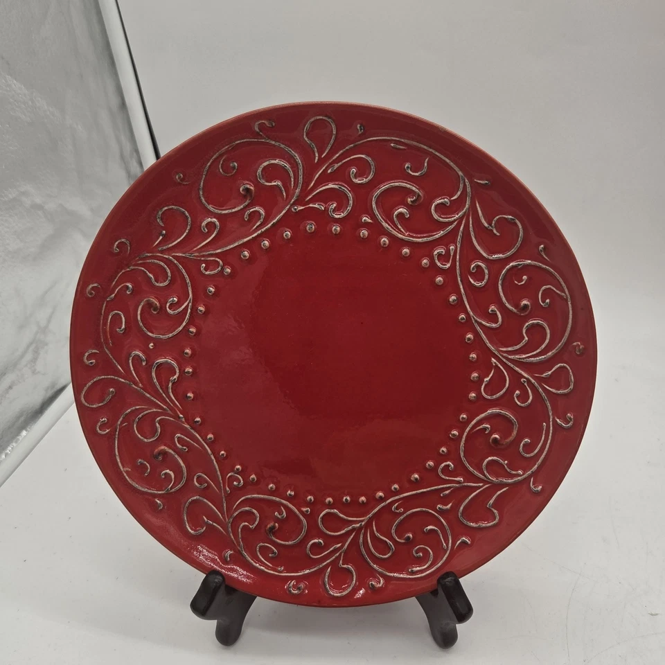 Обеденный набор Crate & Barrel CARMEN BROCCATO 12 дюймов 4 шт. и 9 дюймов салатный набор 3 шт. красный Италия - Изображение 4 из 4