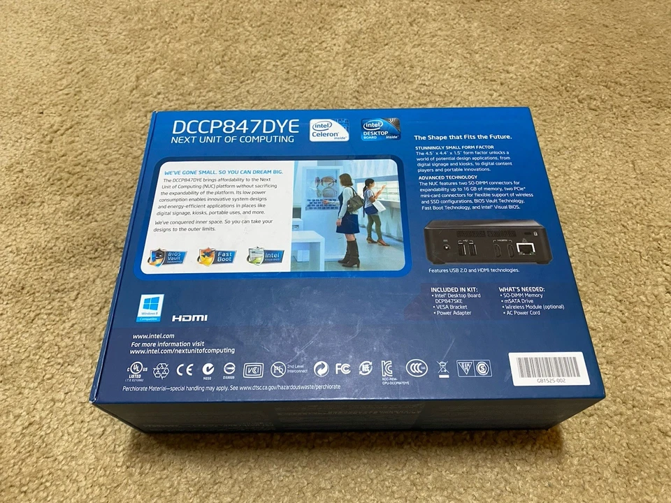 Intel DCCP847DYE Next Unit of Computing NUC Mini PC Dual Core Celeron HDMI - Image 3 of 4
