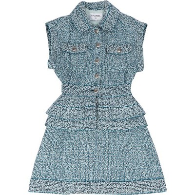 Chanel Bleu Glitter Tweed Dress (DE32 / FR34) Coco CC