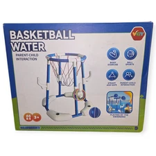 Pool Basketball Hoop, 2-In-1 Floating Pool Toys Ring Game with 4 Balls and Pump