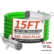 7 Way Trailer Cord 15 FT ABS Heavey Duty, Flexible -85 F Cold Resistance