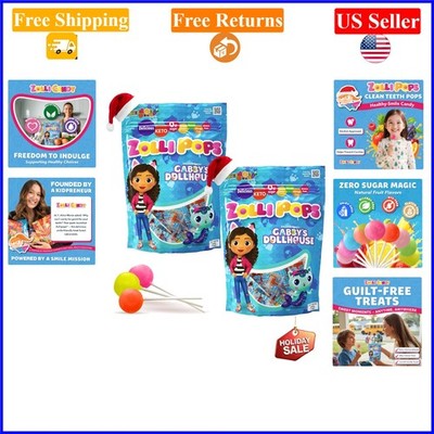 Gabby's Dollhouse Sugar-Free Xylitol Lollipops, Natural Fruit, 5.2 oz, Pack of 2