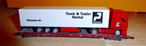 Busch Lorenz TT ROLA-Wagen+Herpa 065528 TT 1:120 DAF XF95 Sattelzug PacLease LKW | Zustand: Gebraucht