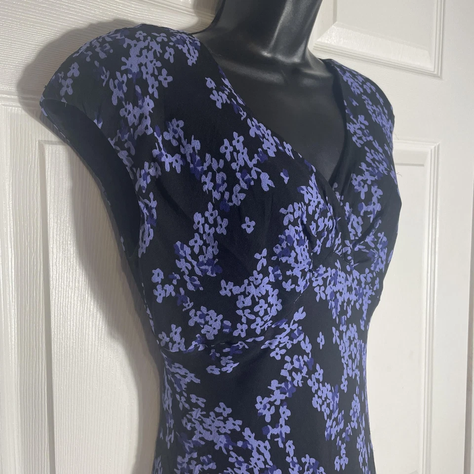 Vintage Y2K Jones New York Dress Womens 10 Black Purple Floral Silk Whimsigoth - Image 2 of 4