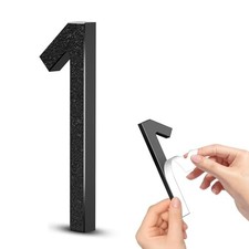 4 Inch Self-adhesive House Numbers, Modern Floating 4 Inch Number 1 Black