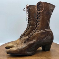 Victorian Lace Up Leather Boots Women's Fashion Heel Boots two left feet