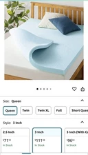 CertiPur-US  Ventilated Memory Foam Mattress Topper,Cooling Gel Infused 3 inches