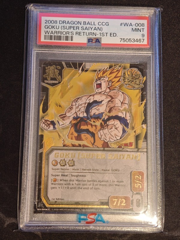 PSA 9 1st Edition Dragon Ball Z CCG 2008 Goku Super Saiyan WA008 SR Foil