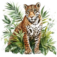 2x Sticker Jaguar Aquarell Autoaufkleber 9x9cm Wildkatze Tier Deko Set