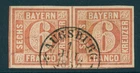 Bavaria Pair Mi. No. 4 I used Photo certificate Sem BPP - nicer not possible!
